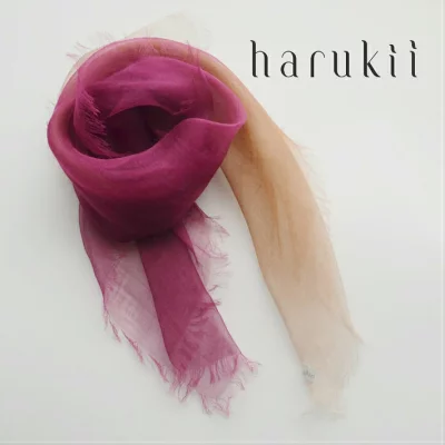 harukii（ハルキ）ぼかし染ラミー薄羽ストール Mini 華紫（ハナムラサキ）